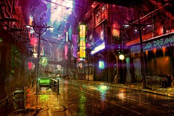 Wallpaper digital wallpaper of city street, city view during nighttime