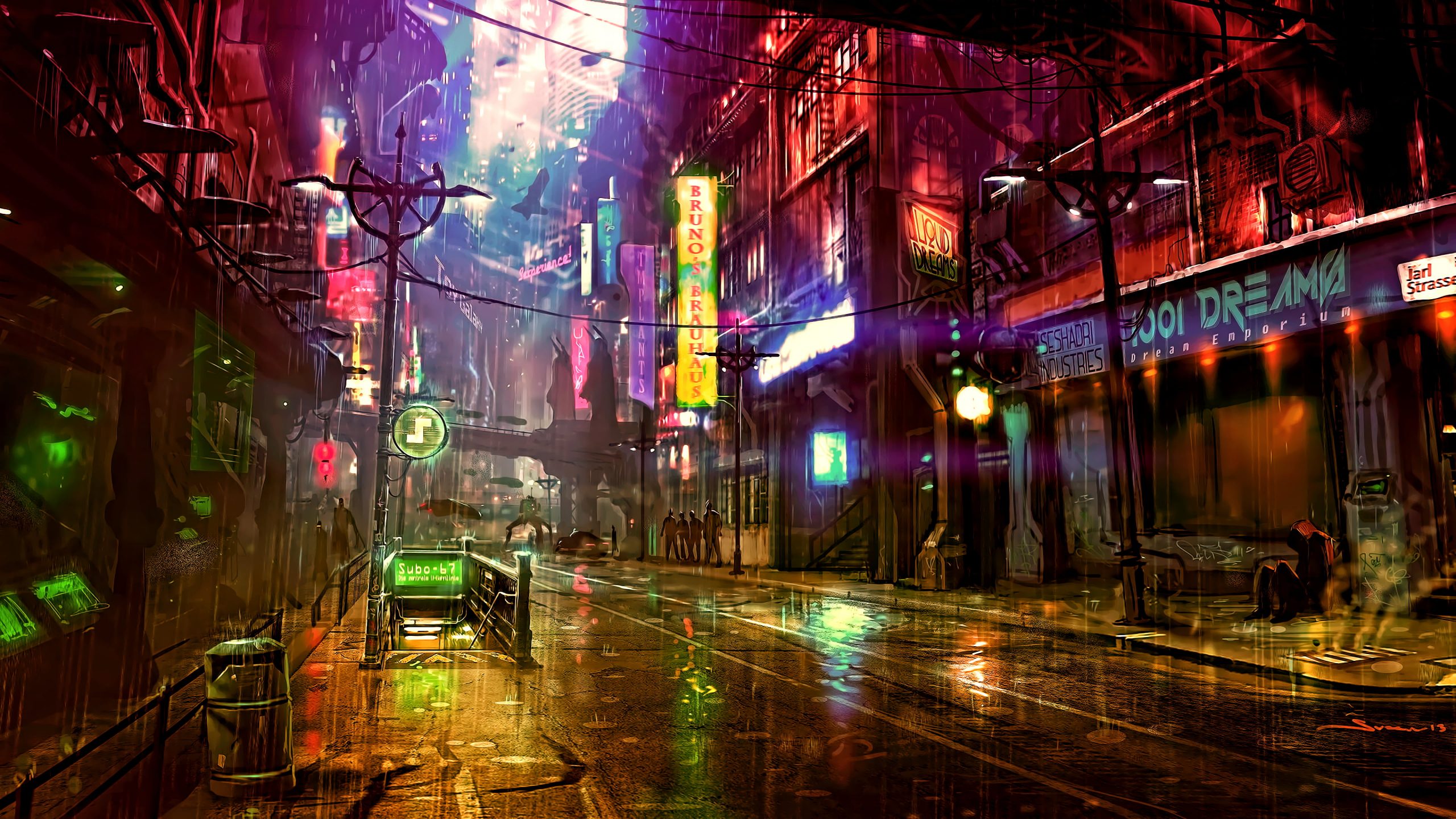 Wallpaper digital wallpaper of city street, city view during nighttime