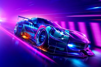 Wallpaper Car, neon, Chevrolet Corvette, race cars