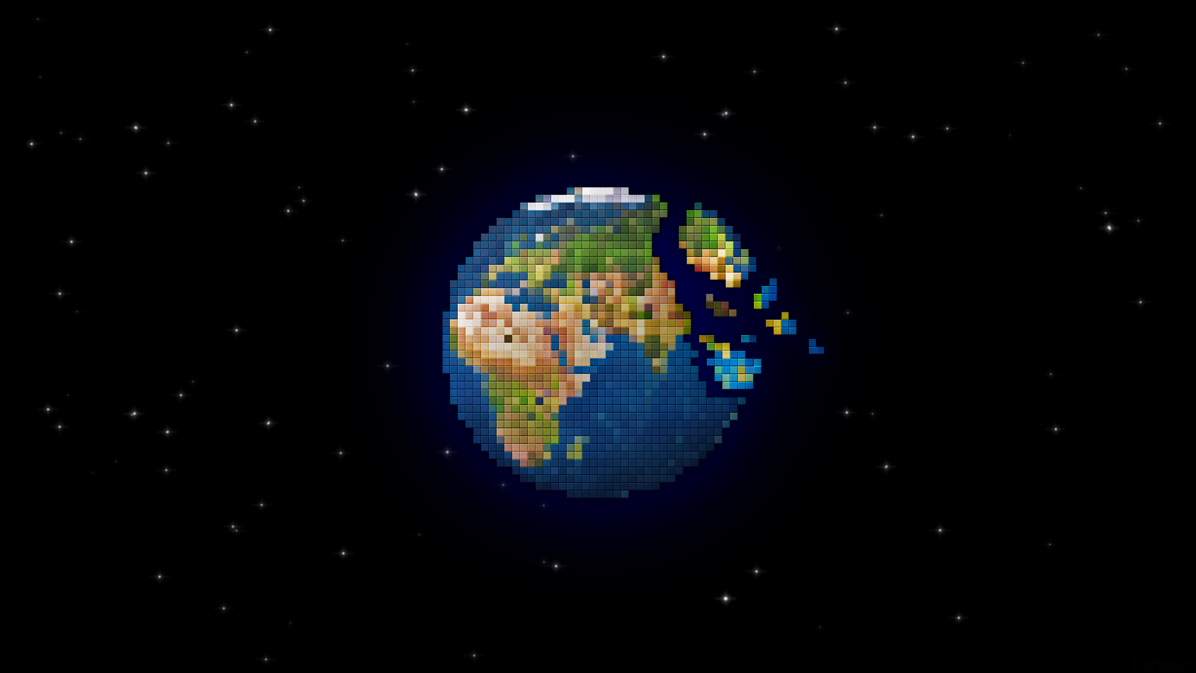 Wallpaper Earth, Pixel Art, Planet, Space