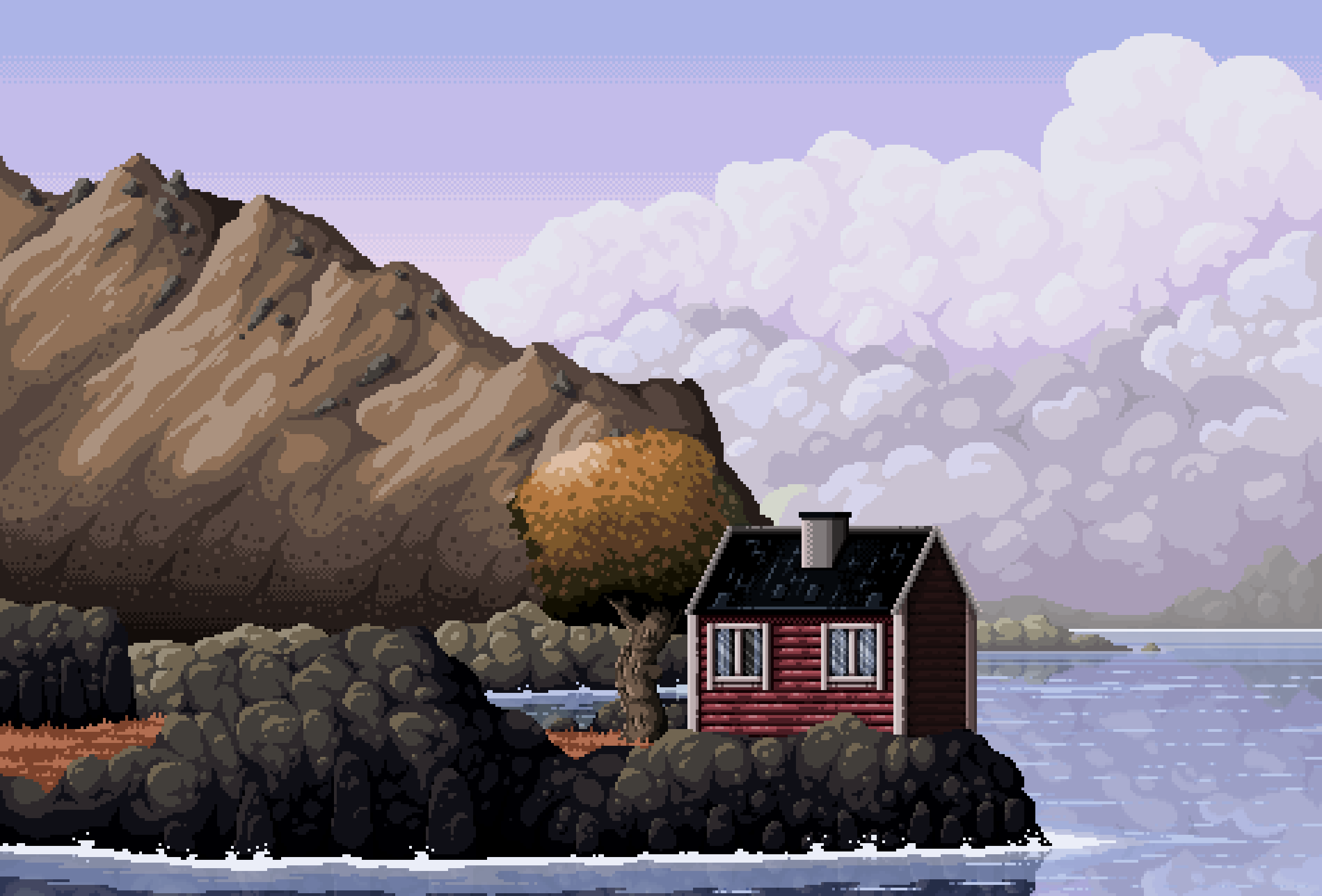 House animated 8 bit background