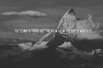 Wallpaper mountain with text overlay, quote, motivational, cloud – sky