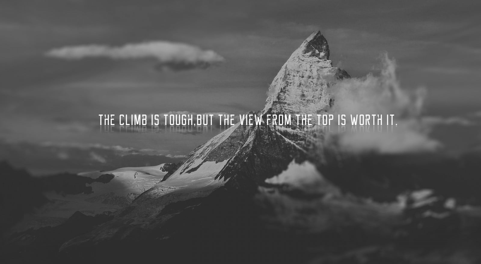 Wallpaper mountain with text overlay, quote, motivational, cloud - sky