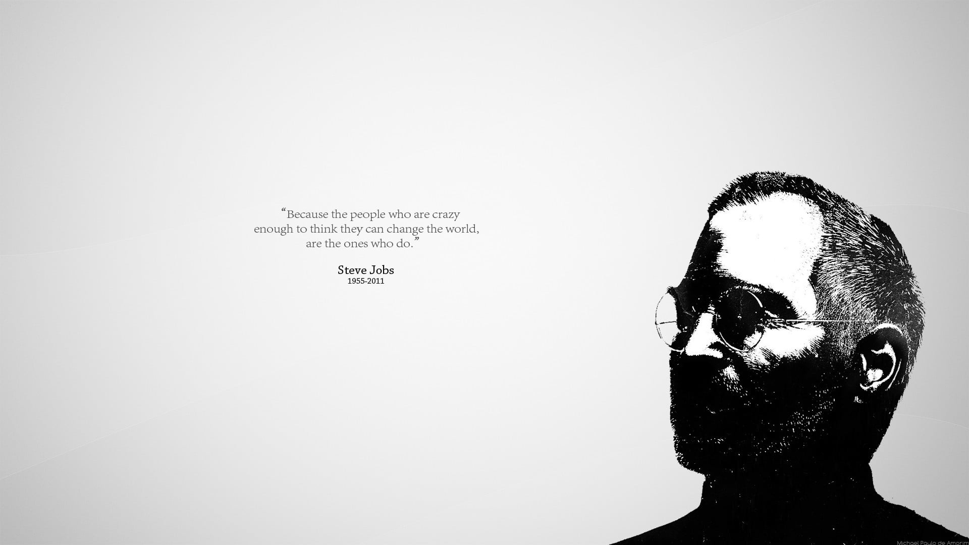 Wallpaper Steve Jobs illustration with text overlay, quote, simple background