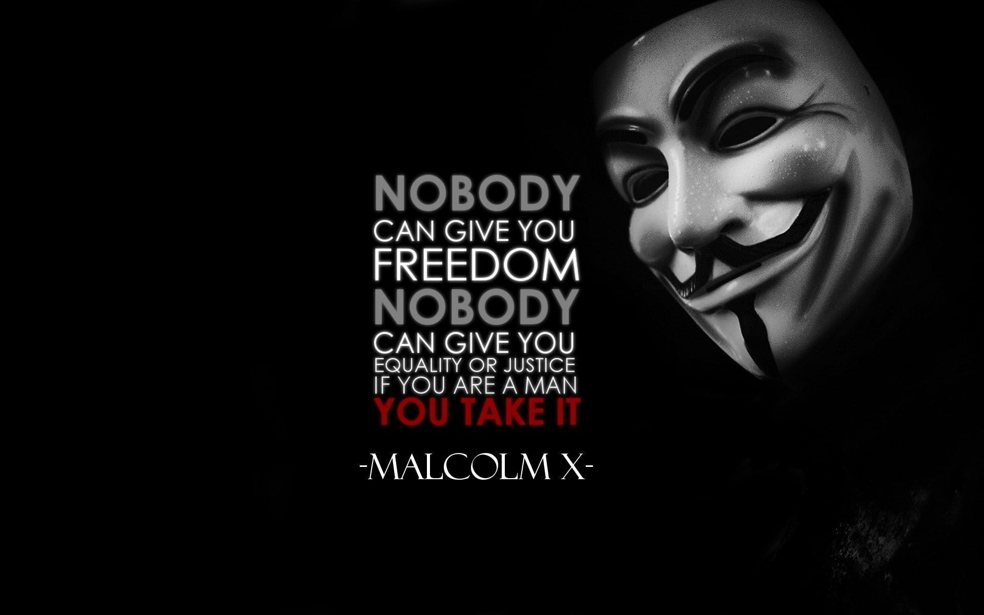 Wallpaper guy fawkes mask with text overlay, typography, quote, Anonymous