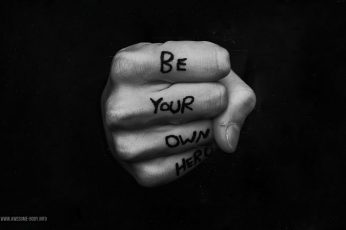 Wallpaper be your own hero fist tattoo, motivational, fists, quote, text