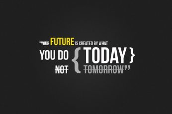Wallpaper your future is created by what you do today text, quote, simple