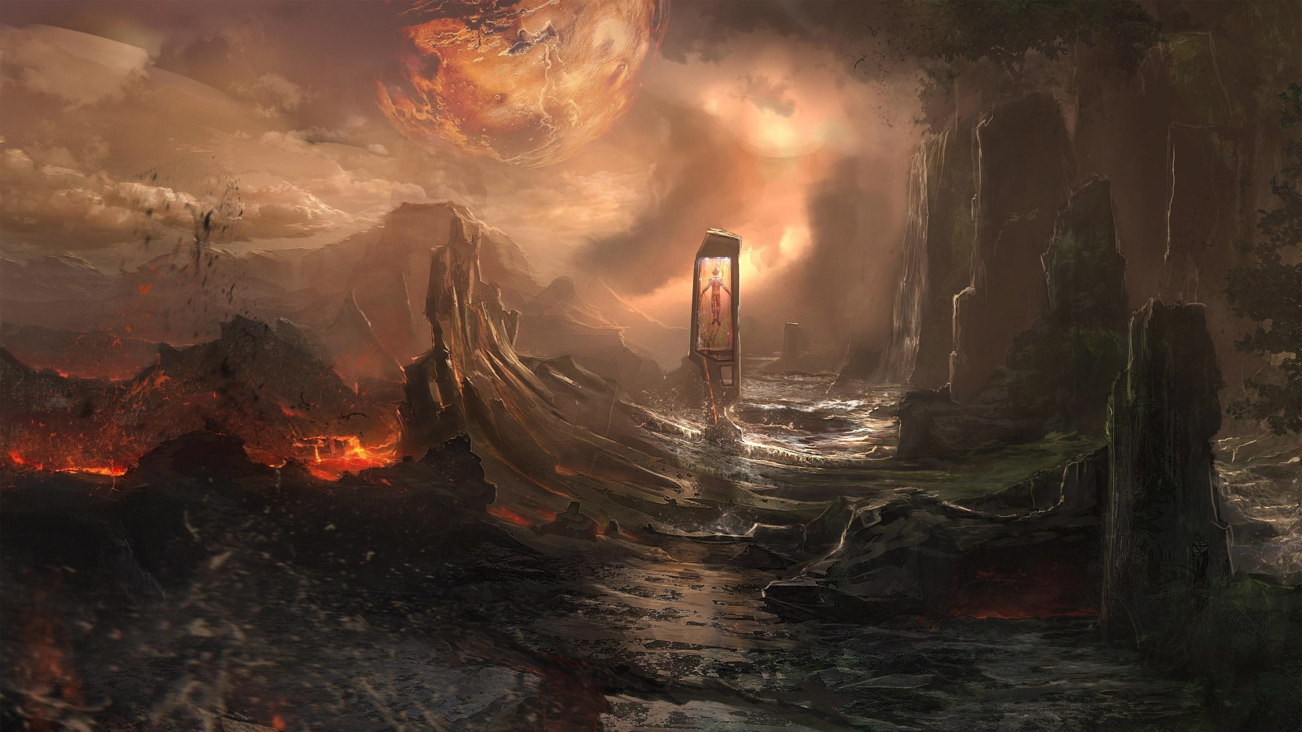 Wallpaper video game digital wallpaper, artwork, fantasy art, lava, planet