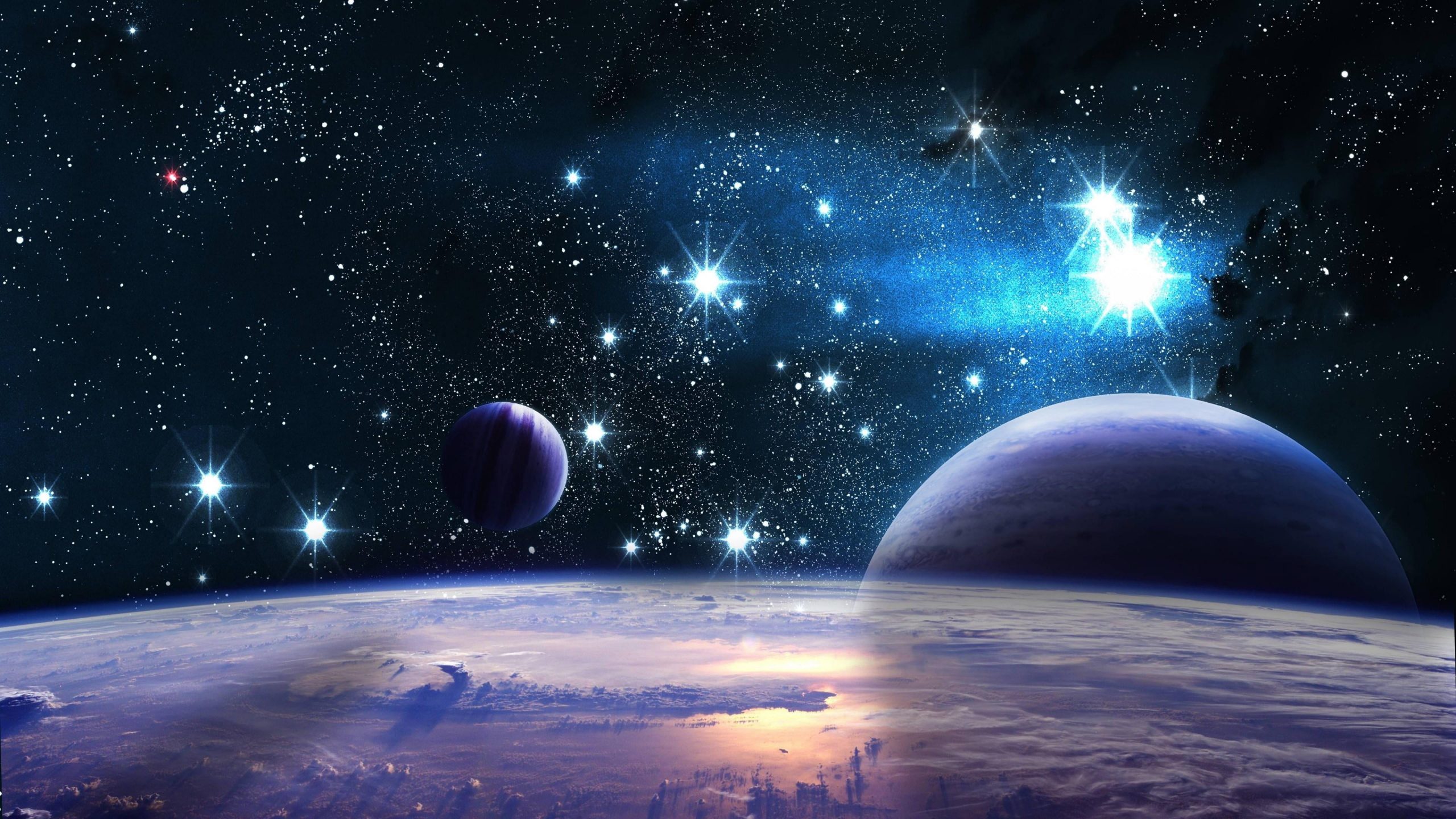 Space art wallpaper, fantasy art, outer space, sky, earth, exoplanet