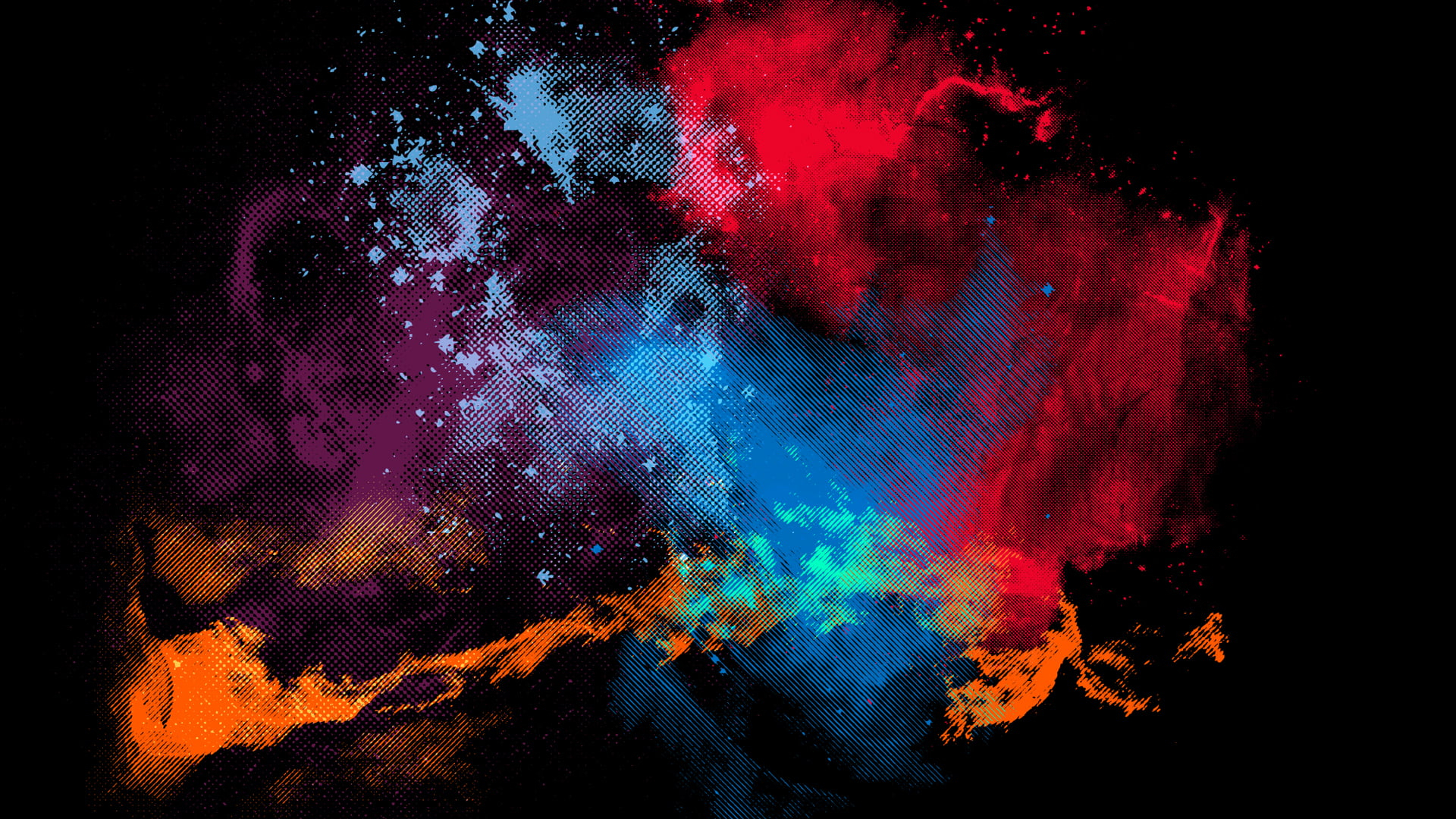 Multicolored abstract wallpaper, digital art, black background