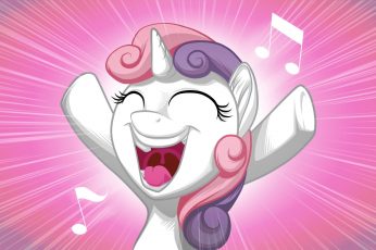 My Little Pony illustration, Sweetie Belle, white, purple, pink wallpaper