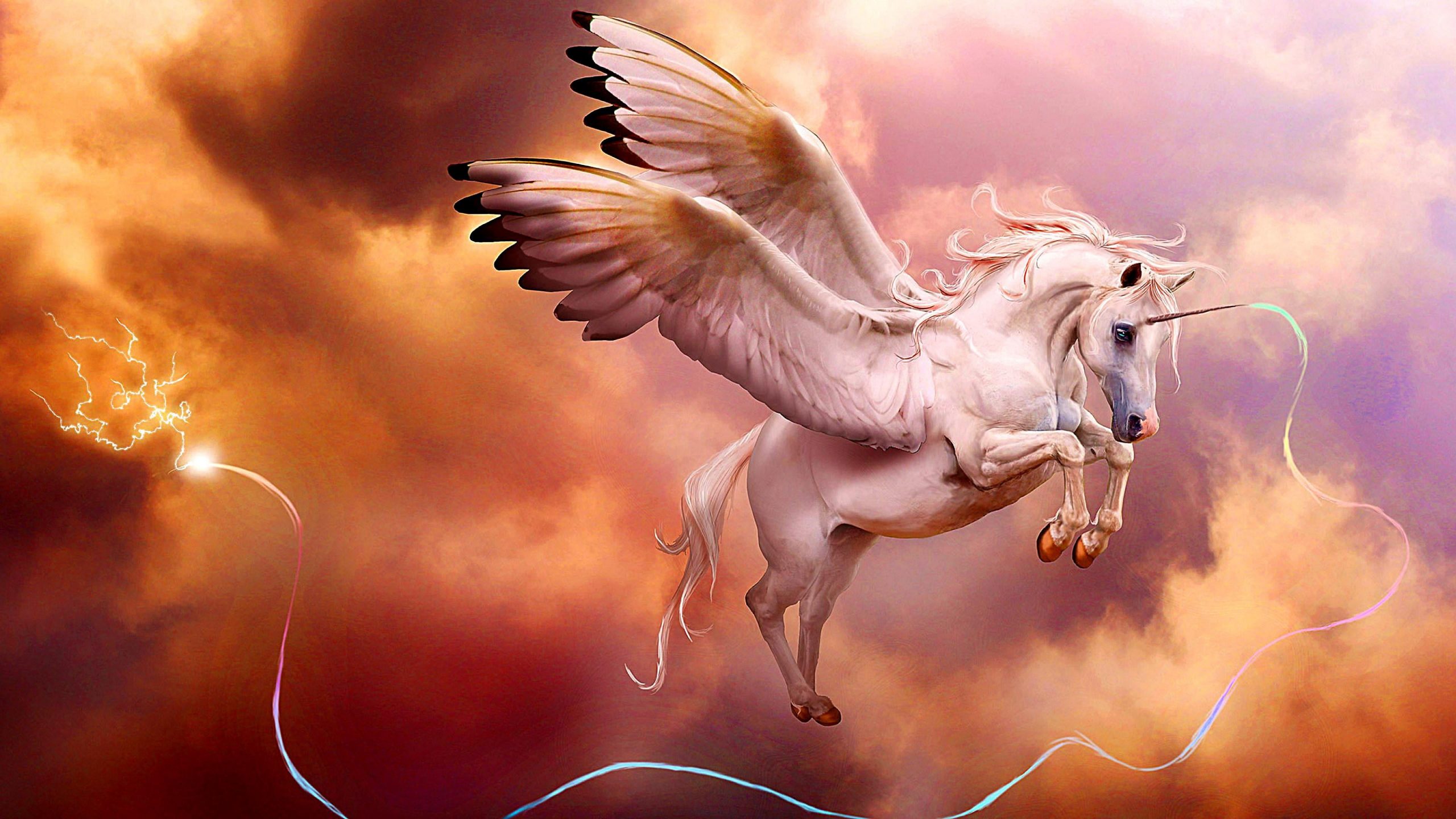 Sky, unicorn wallpaper, pegasus, dreamland, wing, mythology, artwork