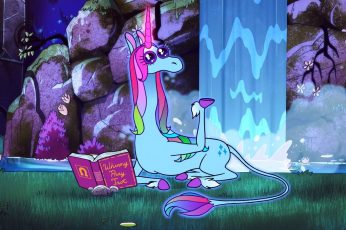 Blue and pink unicorn illustration, Gravity Falls, unicorns, no people