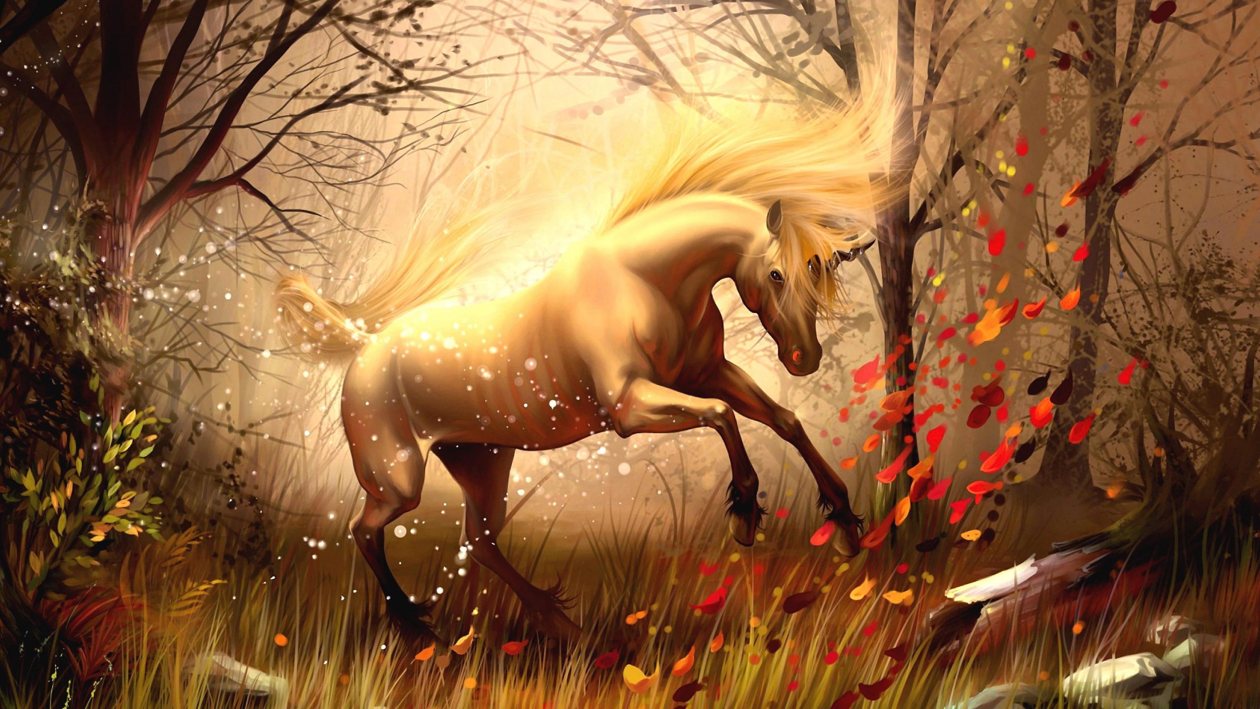 Nature, horse, unicorn wallpaper, tree, fantasy art, artwork, mythology