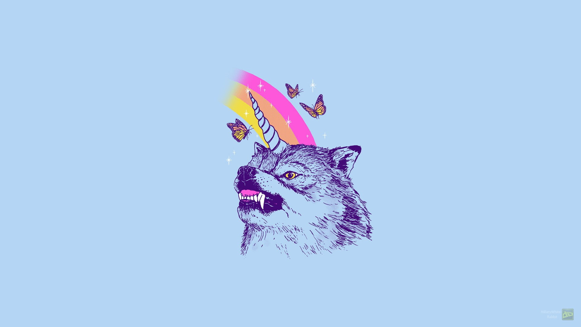 Drugs, simple, LSD, animals, wolf, unicorn wallpaper, butterfly