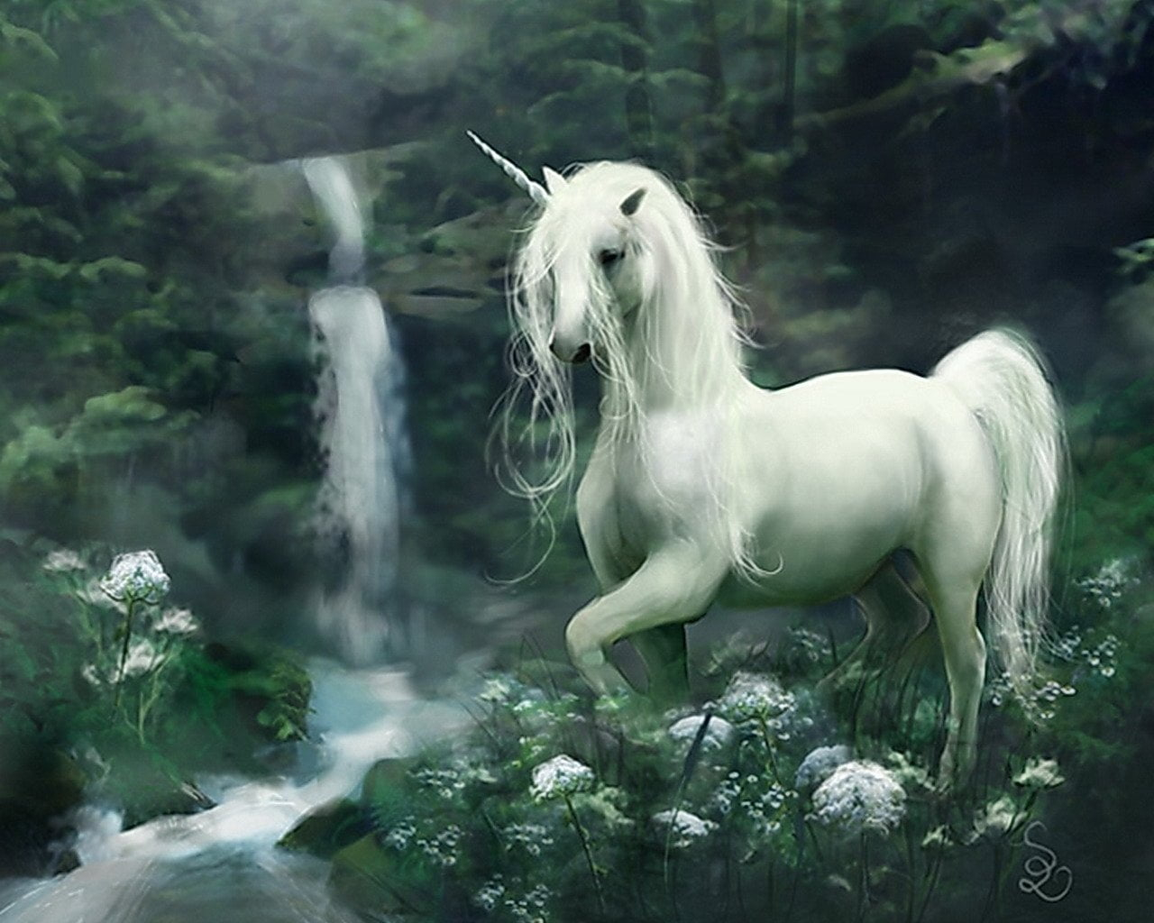white unicorn wallpaper, Fantasy Animals, animal themes, one animal, mammal