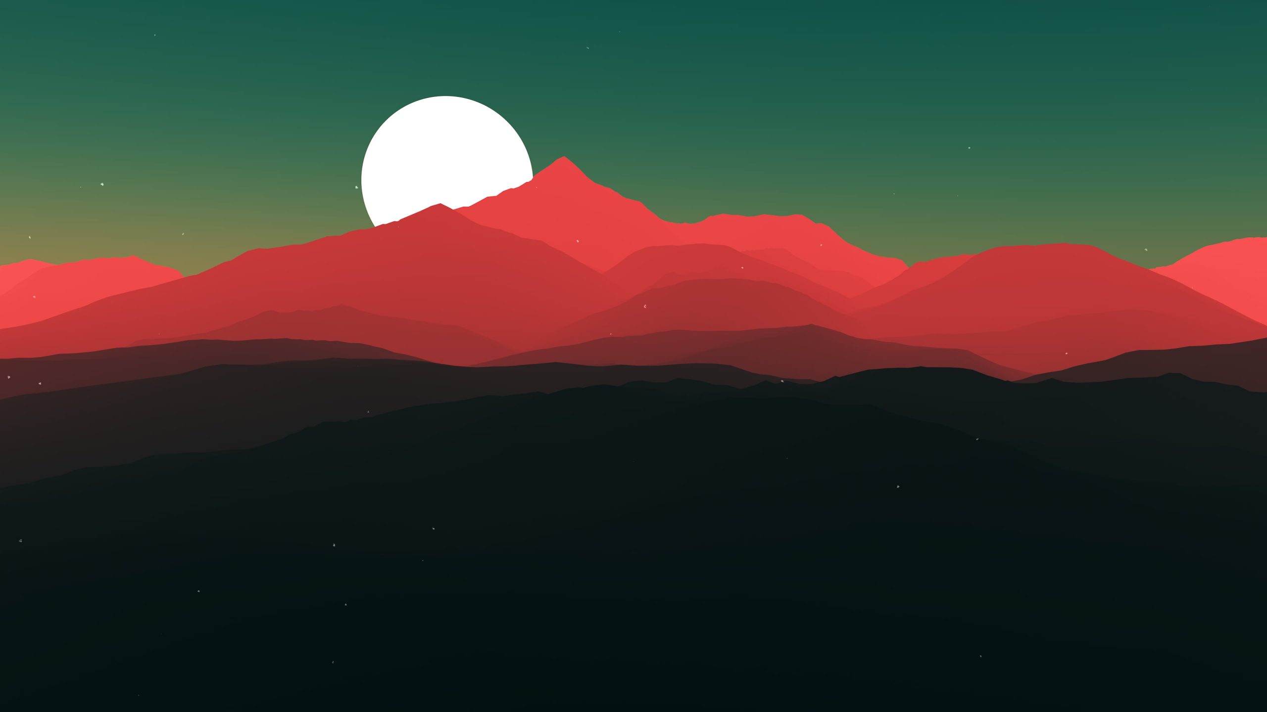 Red mountains and moon digital wallpaper, red mountain illustration