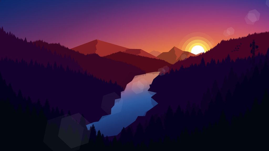 Vector Wallpaper • Illustration, landscape, mountains, nature, sunset