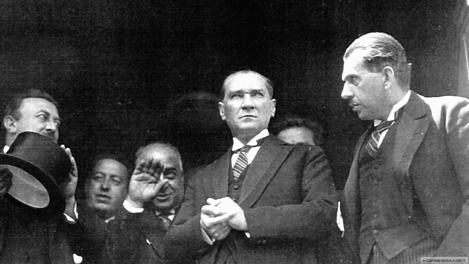 Mustafa Kemal Atatürk, vintage, historic, monochrome, group of people wallpaper