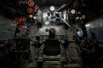 Vintage gray train control panel, steam locomotive, photography wallpaper