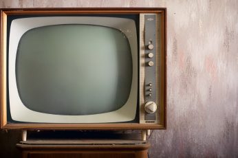 Vintage brown TV, background, wall, technology, retro styled wallpaper