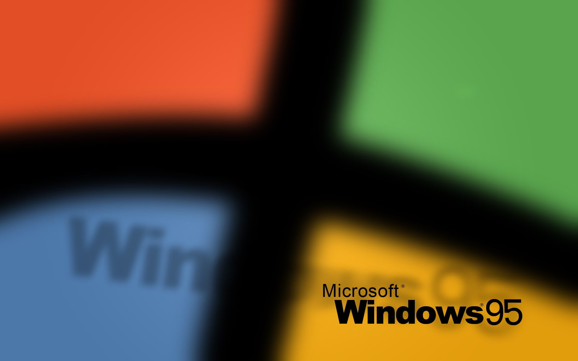 Microsoft Windows 95 logo, operating system, vintage wallpaper, text, western script