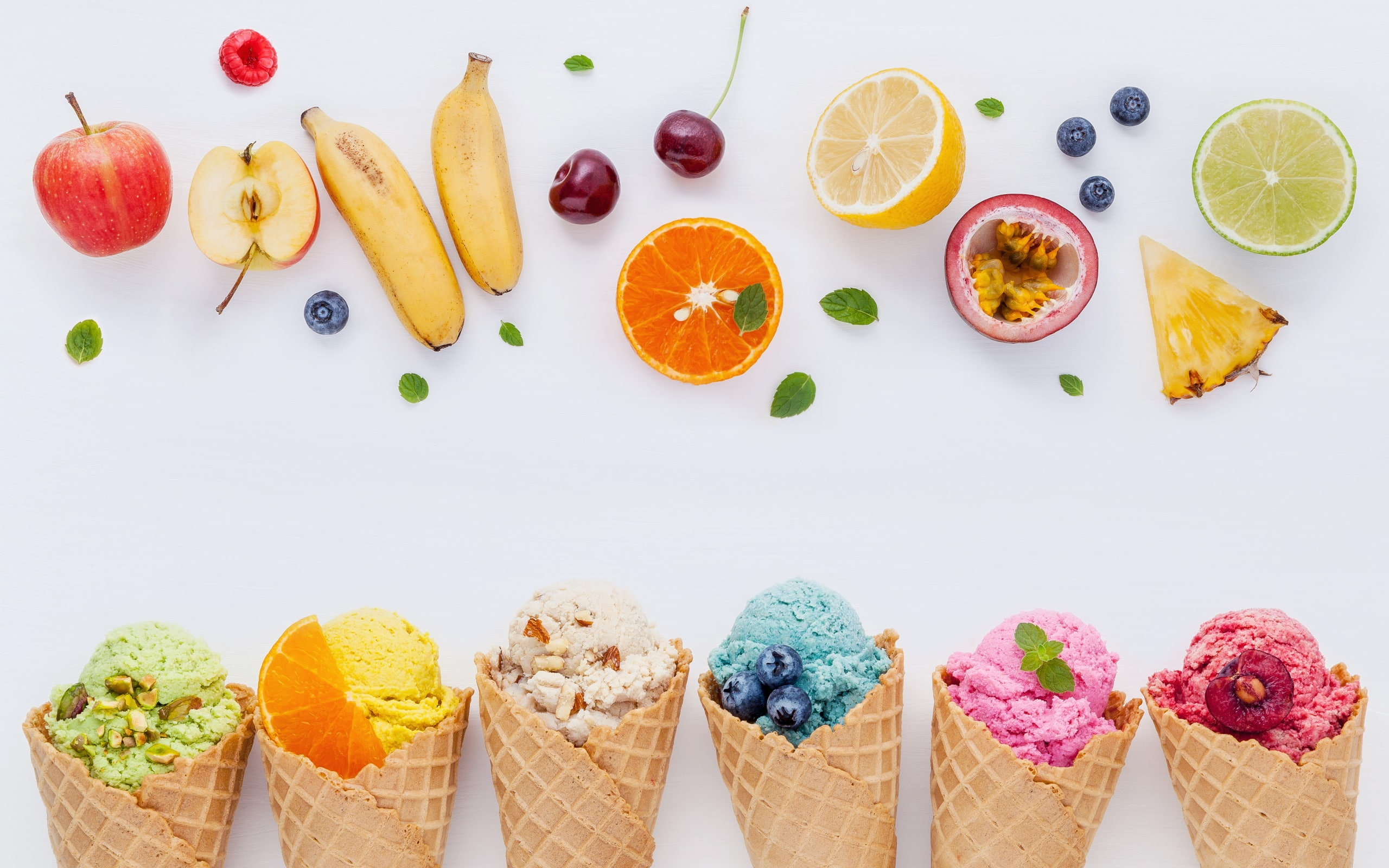 Ice cream wallpaper, food, colorful, food and drink, cone, ice cream cone