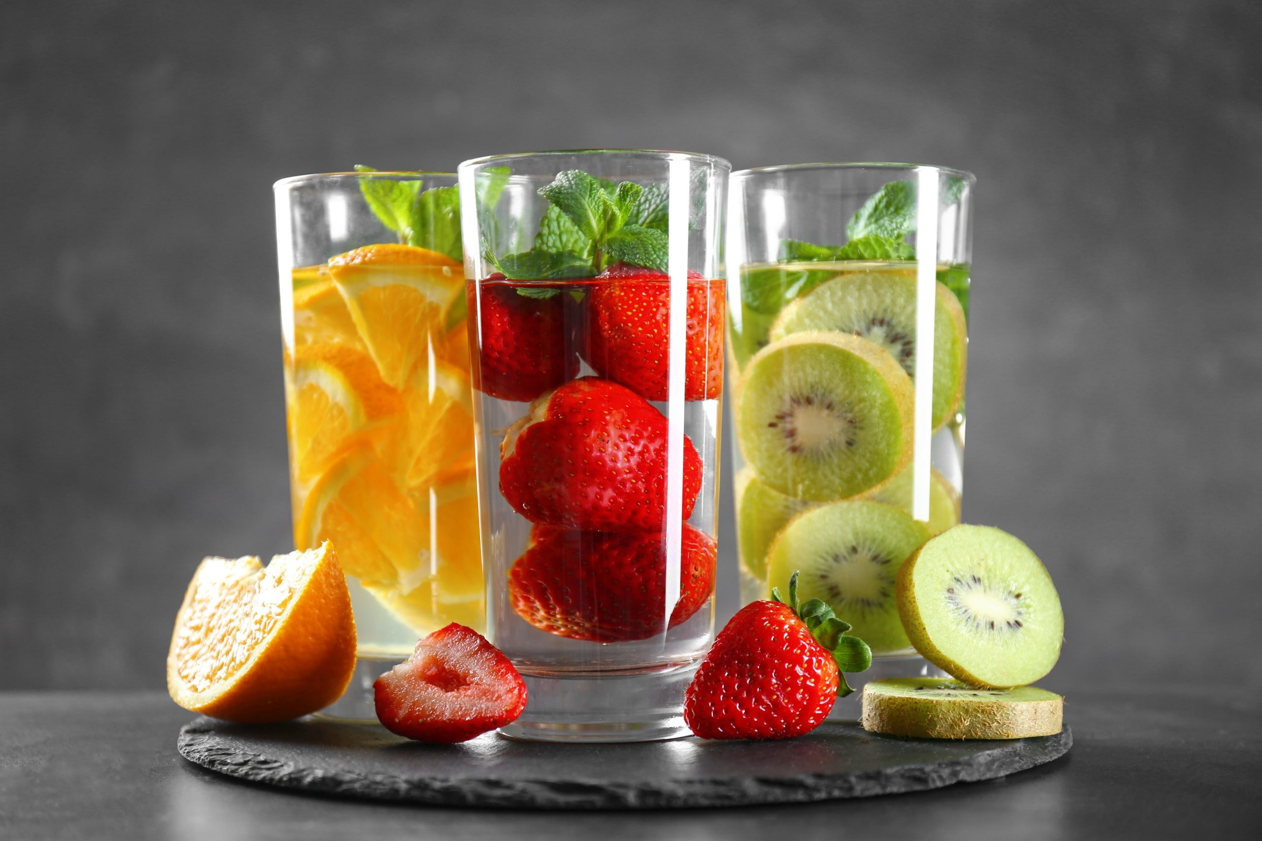 Food wallpaper, drinking glass, fruit, kiwi (fruit), strawberries, food and drink