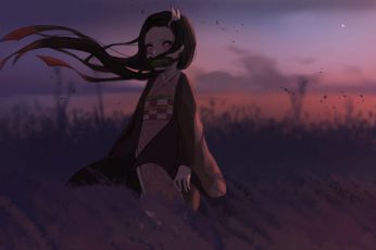 Kimetsu no Yaiba wallpaper, anime, anime girls, Kamado Nezuko, demon girl
