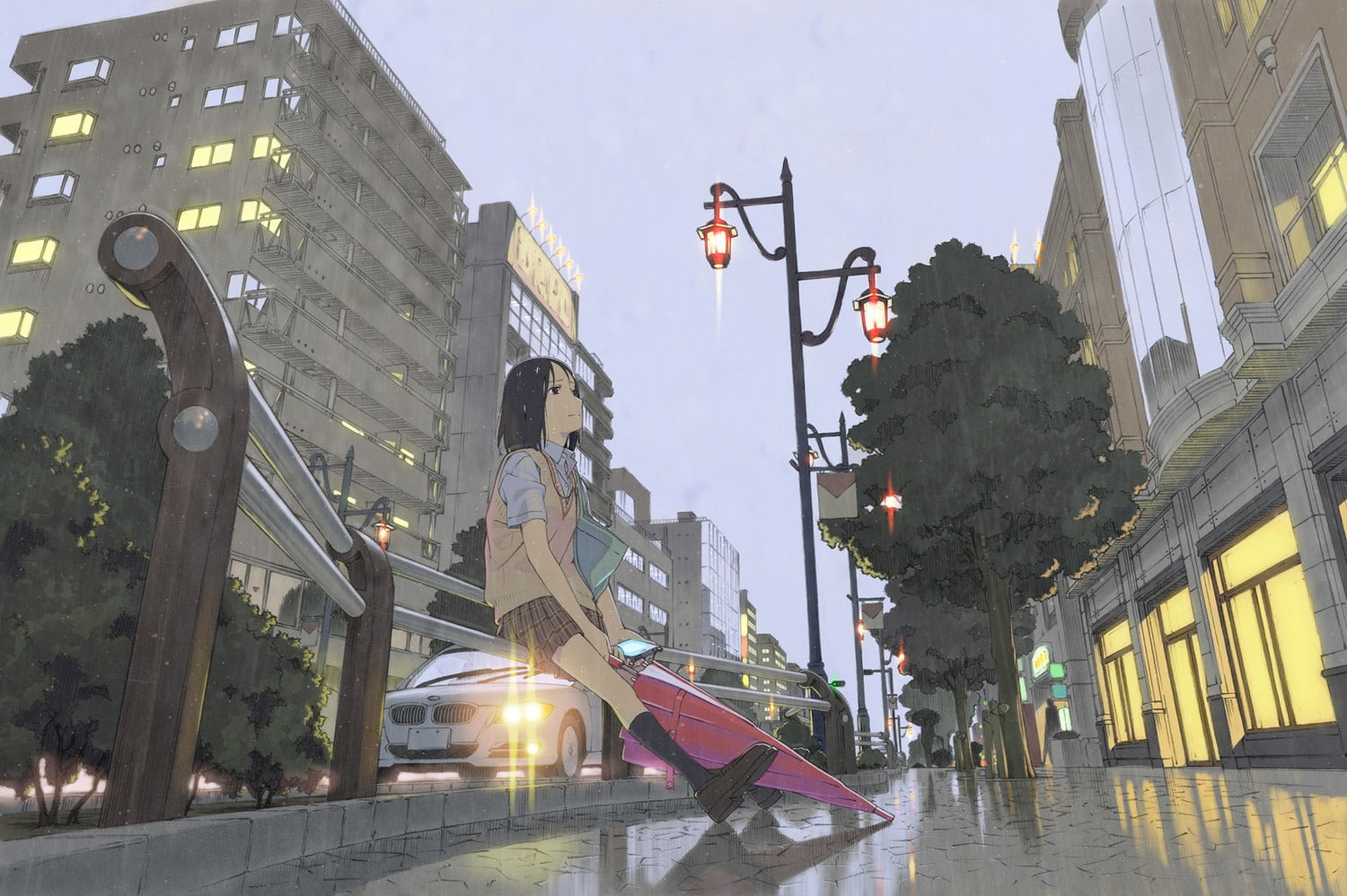 Animated Girl Wallpaper, Umbrella, Rain, City, Schoolgirl, Alone Wallpaper  - Wallpaperforu