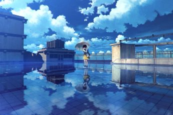 Female anime character illustration, digital art, artwork, landscape wallpaper