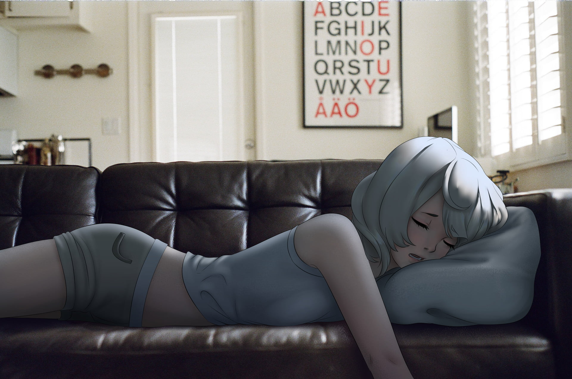 Female anime character digital wallpaper, anime girls, sleeping wallpaper