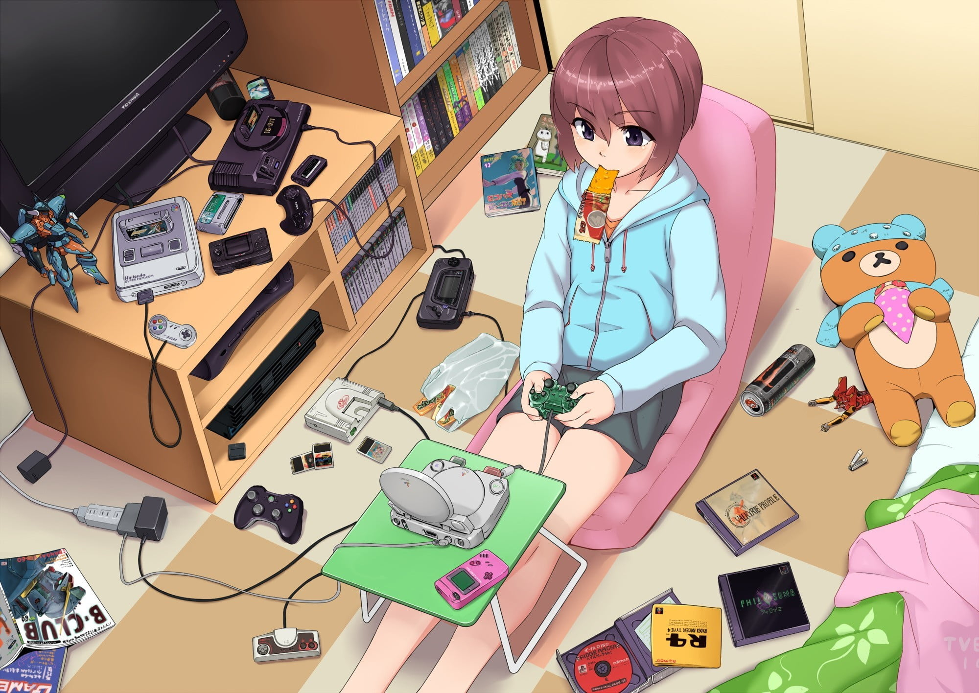 Wallpaper Anime Girl Illustration, Purple Eyes, Room, Original Characters -  Wallpaperforu