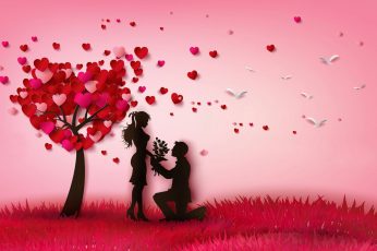 Holiday, Valentine’s Day, Couple, Heart, Love, Tree wallpaper