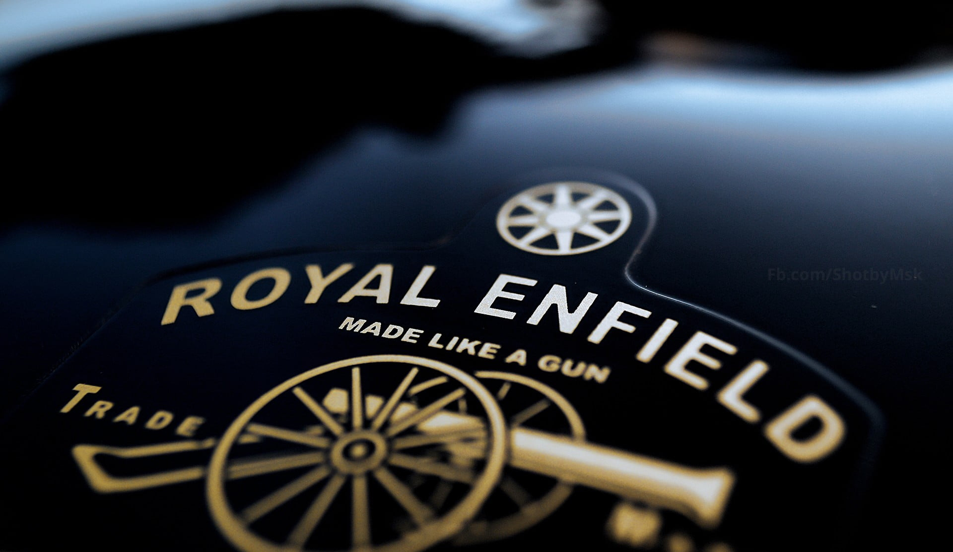 Wallpaper Royal Enfield logo, macro, western script, close-up, text, communication