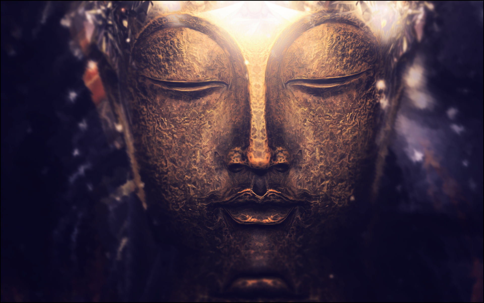 Golden Buddha digital wallpaper, Buddha head bust illustration