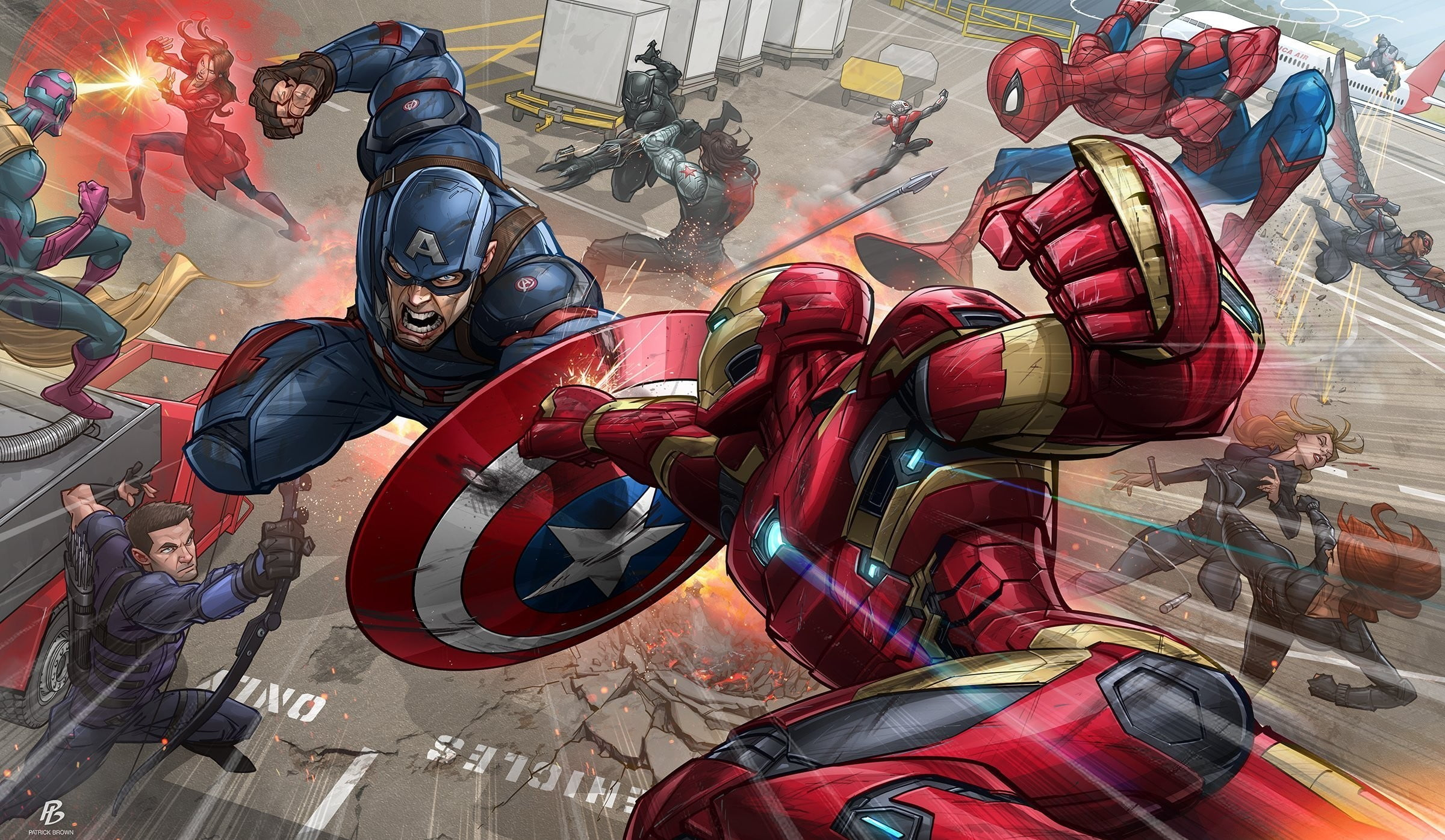 Marvel Avengers Civil War wallpaper, Iron Man, Captain America