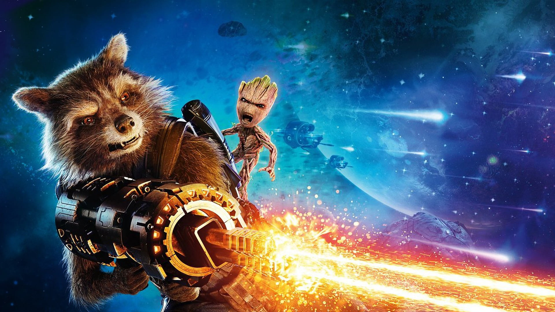 Guardians of The Galaxy Rocket and Groot digital wallpaper, Guardians