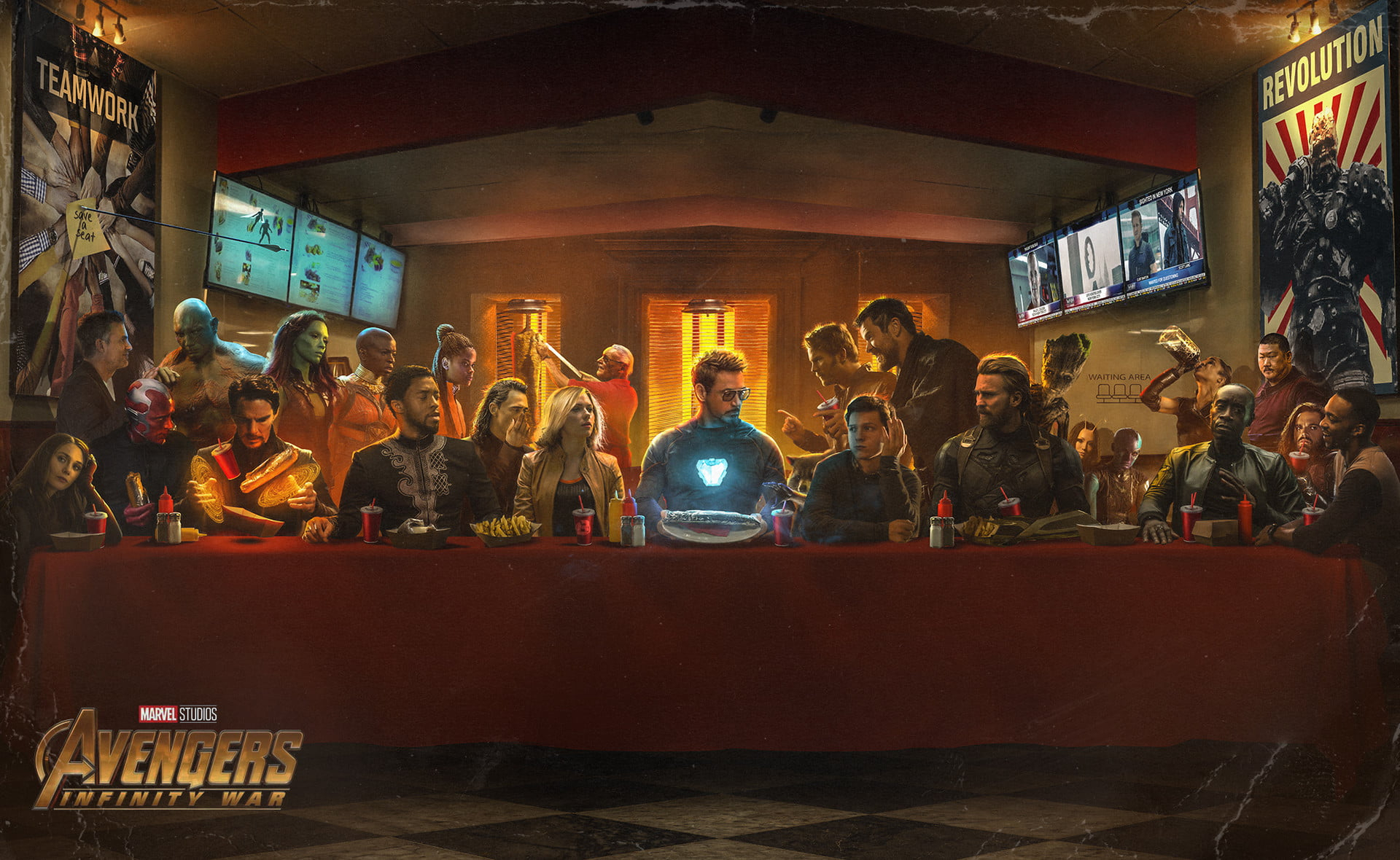 Marvel Avengers Infinity War poster wallpaper, Avengers Last Supper wallpaper