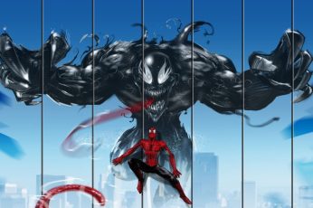 Marvel Venom and Spider-Man digital wallpaper, Marvel Comics