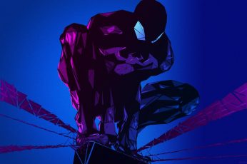 Black Marvel Spider-Man illustration wallpaper, comics, Marvel Comics, low angle view
