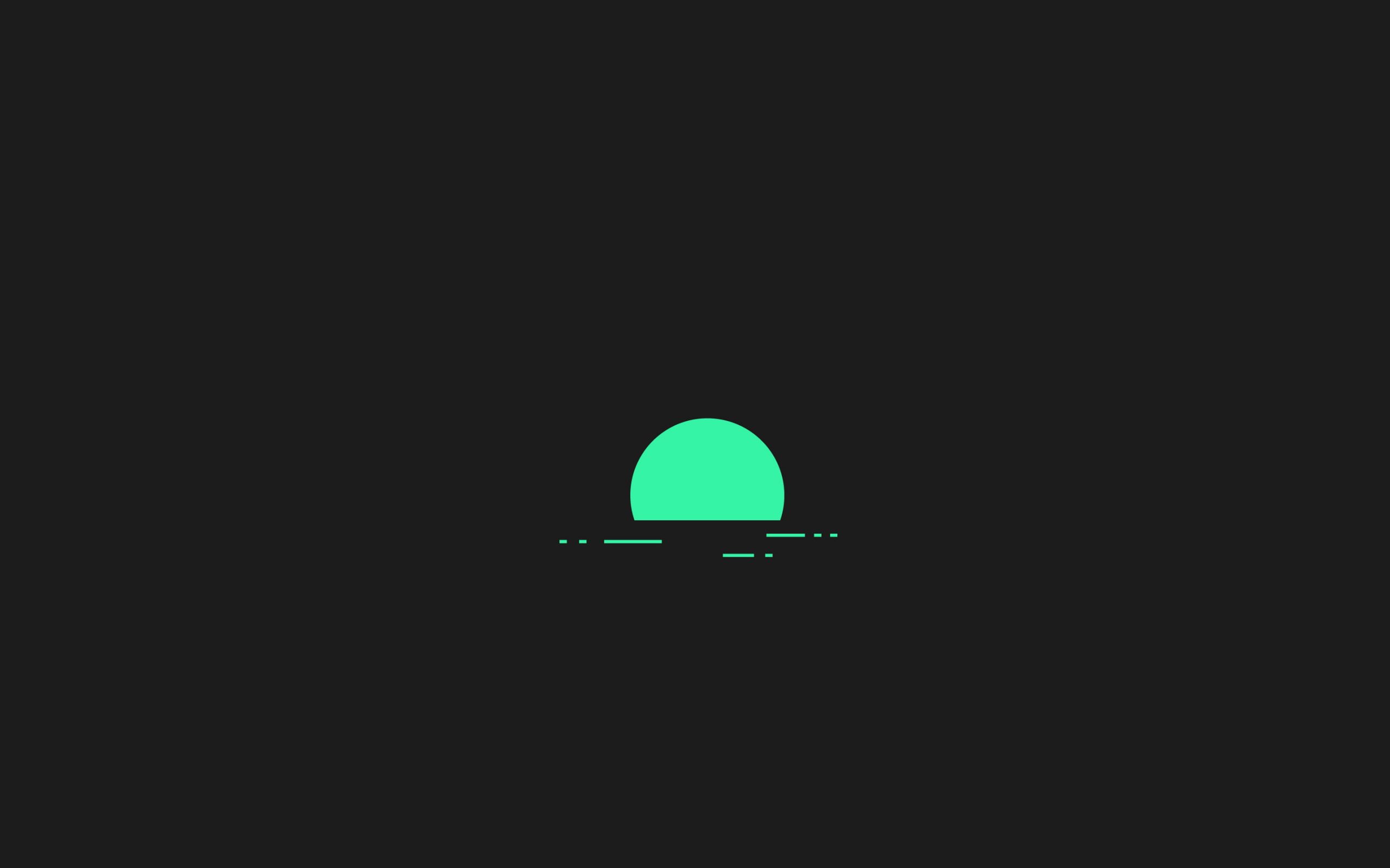Green semi-circle on black background illustration, minimalism wallpaper