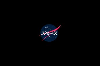NASA wallpaper, Japanese Art, logo, minimalism, dark