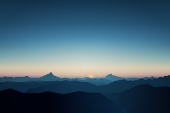 5K, CGI, Dark, Mountains, Sunrise, Minimal wallpaper