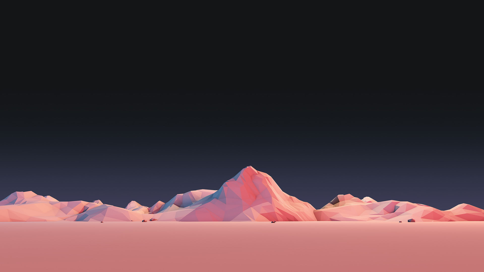 Pink mountain terrain wallpaper, illustration, mountains, low poly, minimalism