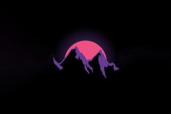 Silhouette of mountain wallpaper, simple, simple background, minimalism