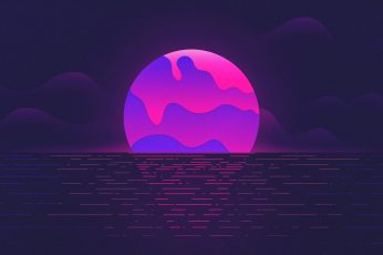 Purple Moon wallpaper, Sunset, Neon