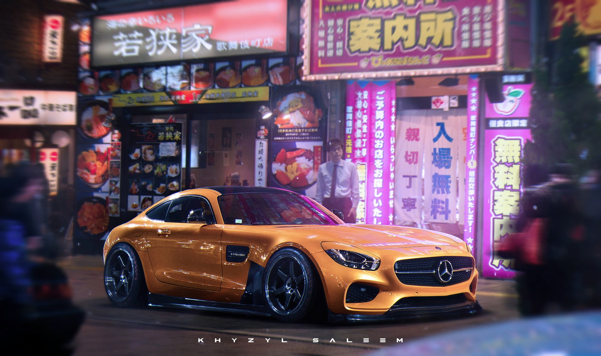 Yellow Mercedes-Benz coupe wallpaper, Khyzyl Saleem, car, Mercedes Benz AMG GT