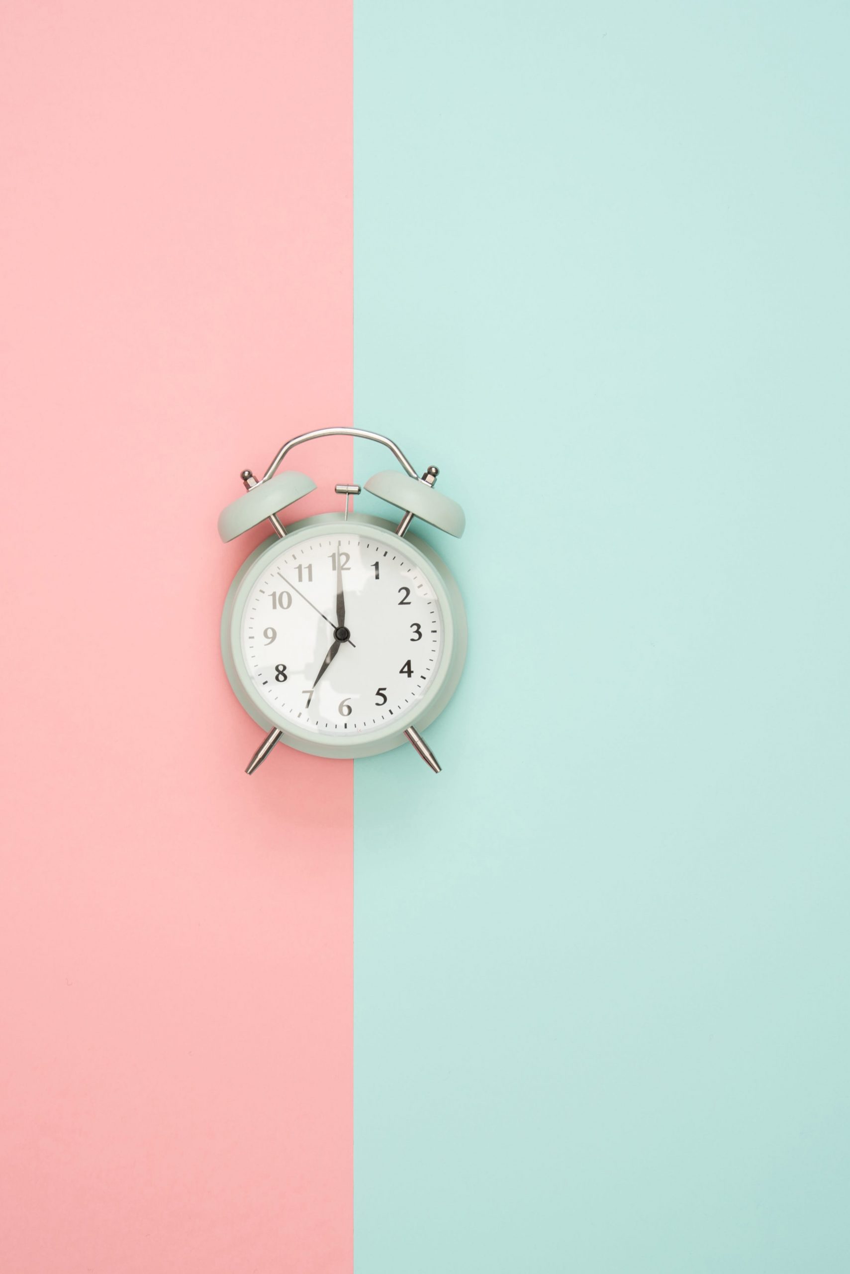 Clock wallpaper pastel background, blue, pink, time, alarm, colorful