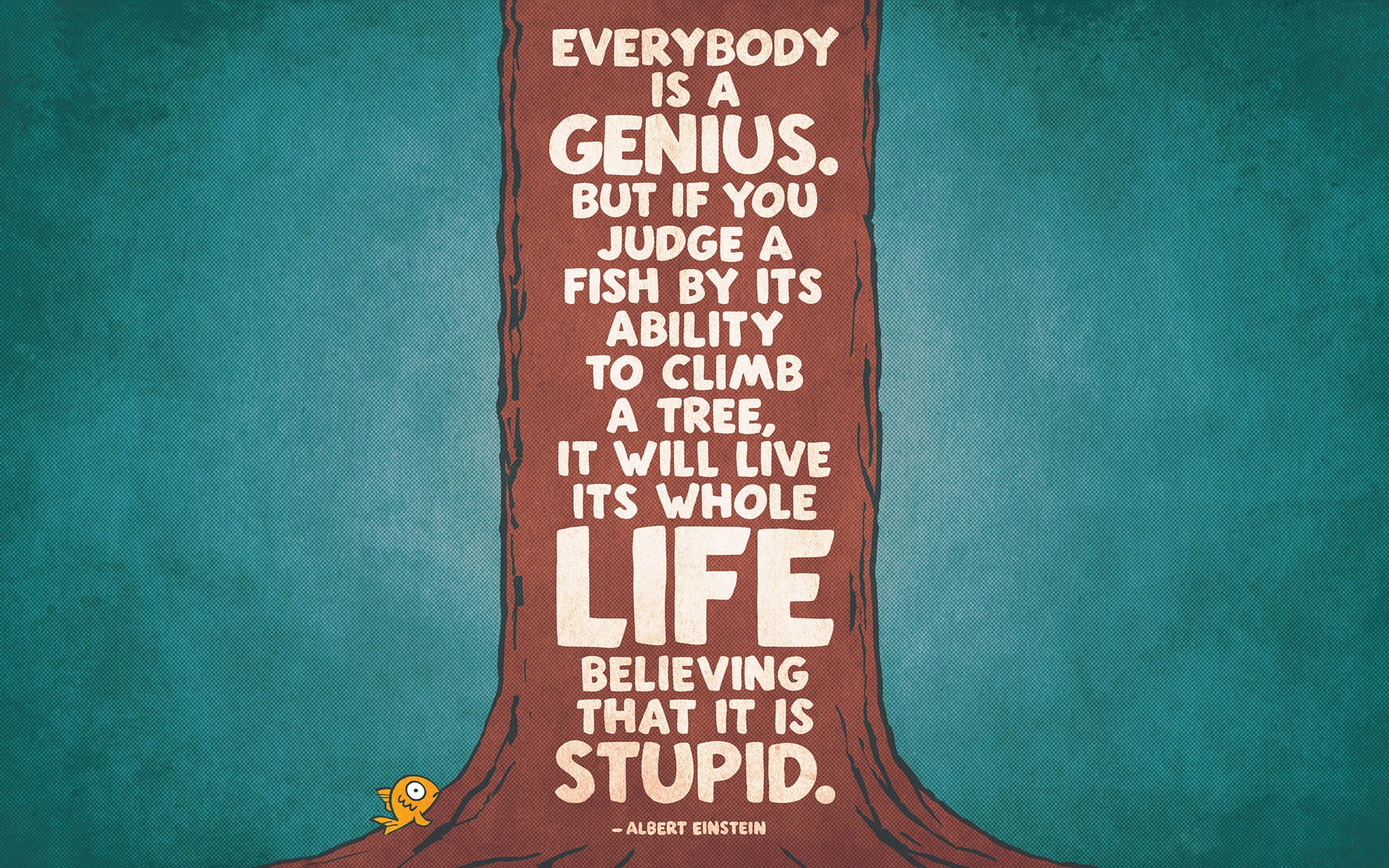 Albert Einstein quote wallpaper, everybody is a genius text, typography